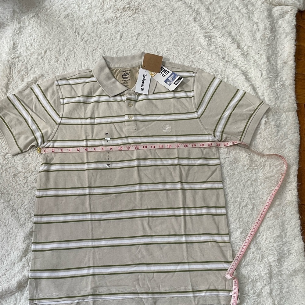 Timberland Beige and Olive Striped Polo Shirt - Picture 11 of 12